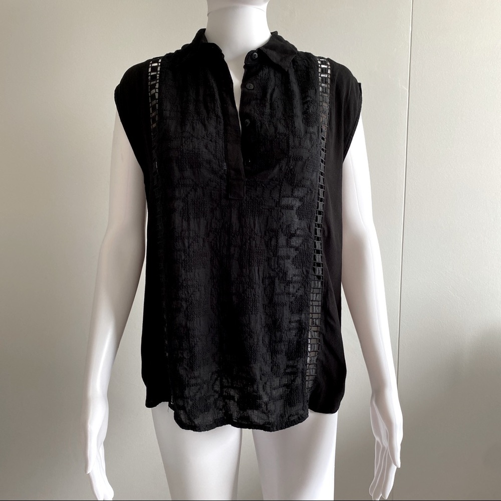 Magali Pascal Embroidered Sleeveless Button Up